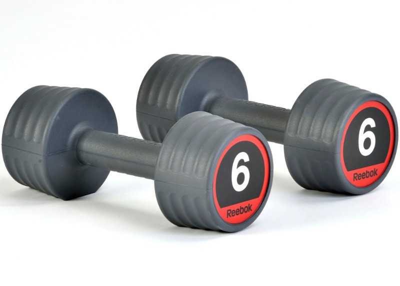 → Reebok Gummi Håndvægte 6kg (2 stk.) - den bedste 💪 | Motion & Fitness